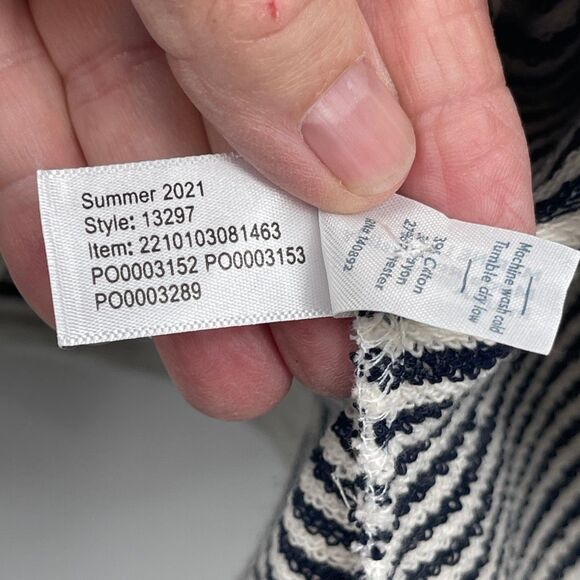 Marine Layer Gray White Striped Drawstring Montecito Beach Hoodie Size Large - Picture 5 of 10